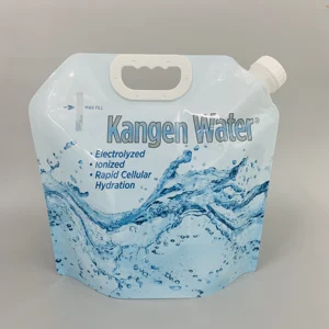 Image of wholesale custom reusable bpa free drinking alkaline bag collapsible foldable plastic pet 5 liter water bottle with handle