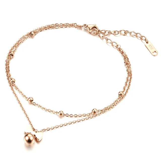 

Bow Double Layer Jewelry Women Steel Jewellery Multi-layer Anklet