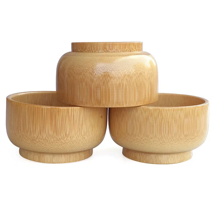 

New Eco-friendly Natural Bamboo Wooden Rice Soup Bowl Food Container Kitchen Utensil Tableware Wooden Bowl