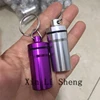 Aluminum Pill Bottle key Chain Waterproof Travelling Gallipot Cases keychain keyring wholesale