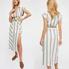New design wholesales woven linen smart casual summer dress women