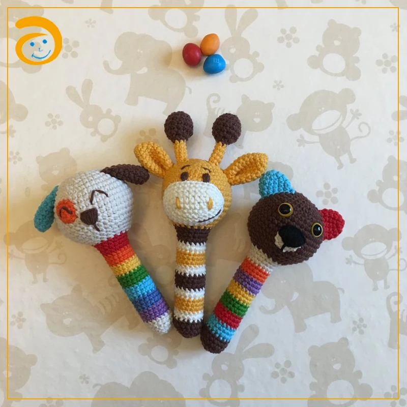 
Crochet handmade Baby Rattle Toy Shaker Elephant Teether 
