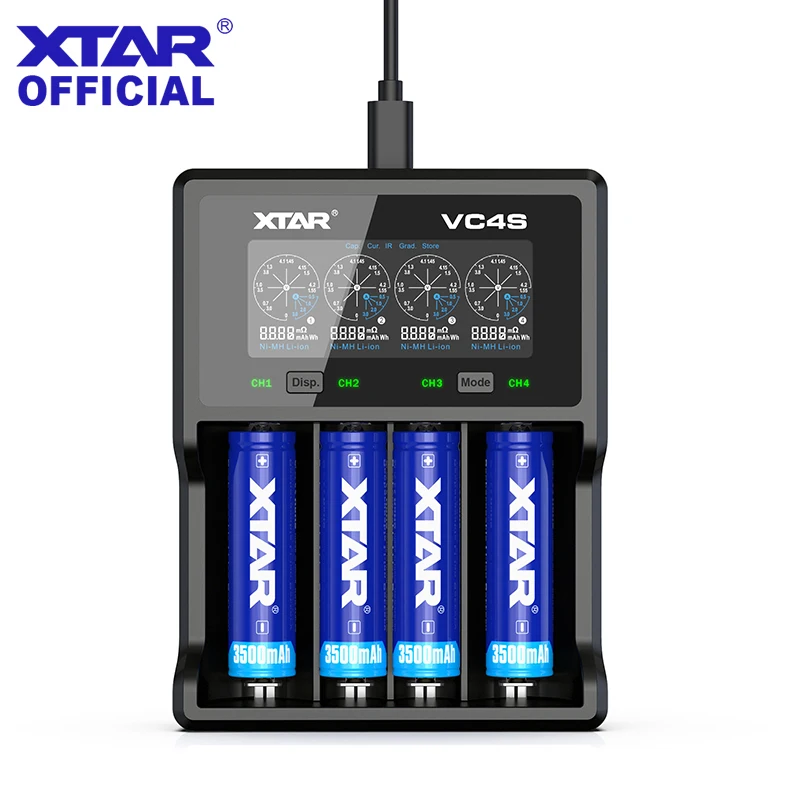 

XTAR Upgraded VC4S multi-functional 3.7v rechargeable battery charger max 3A with discharge function