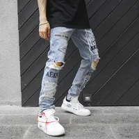 

K581 2020 Tide Brand Youth Street Dance Hip-hop Hole Printing Men's Feet Jeans