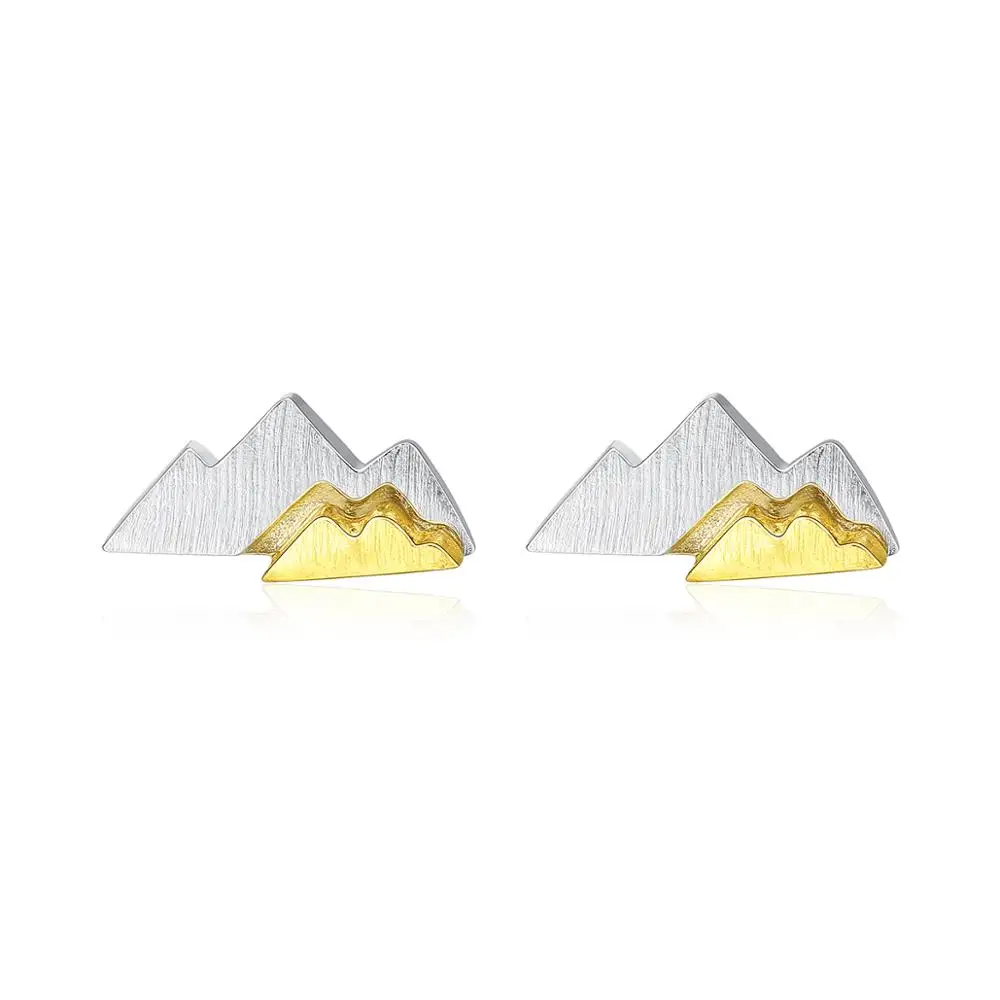 

CZCITY Brush Genuine 925 Sterling Silver Stud Earrings for Women Fine Jewelry Party Mountain Boucle D'Oreille Femme Gifts