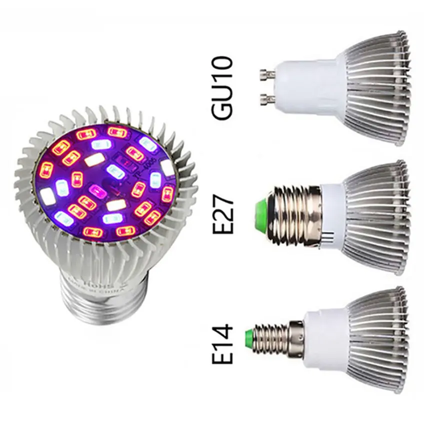 Factory Price 28W Full  Spectrum  E14 GU10 Mini LED Indoor led grow lamp
