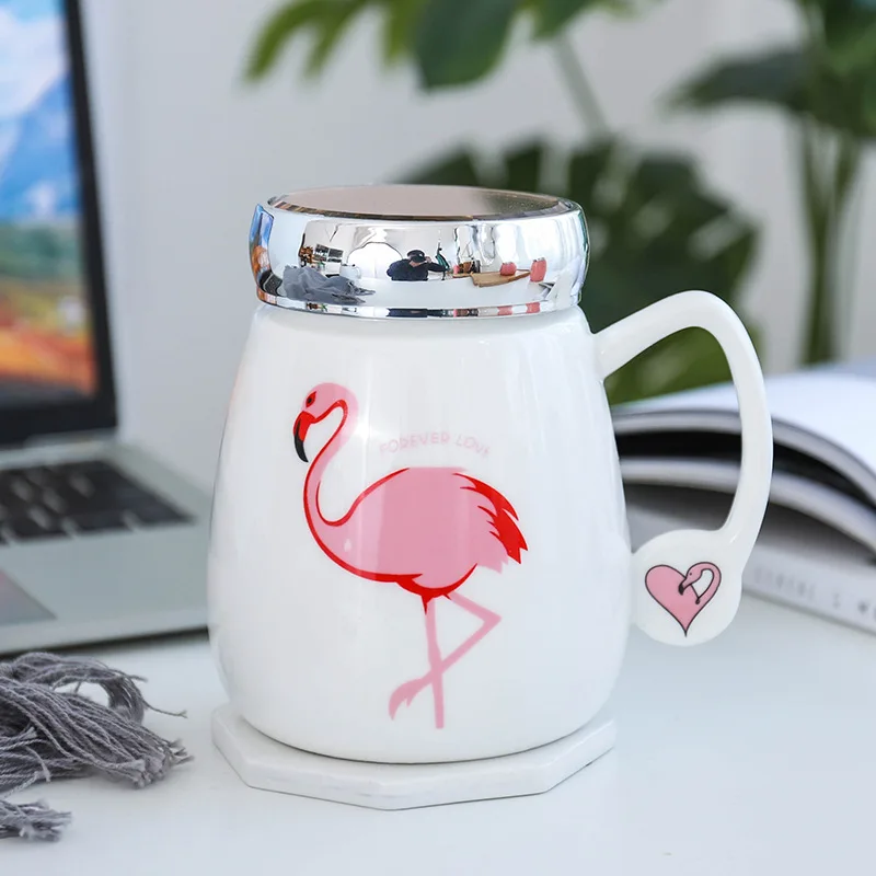 

Flamingo mirror ceramic cup cartoon creative mug