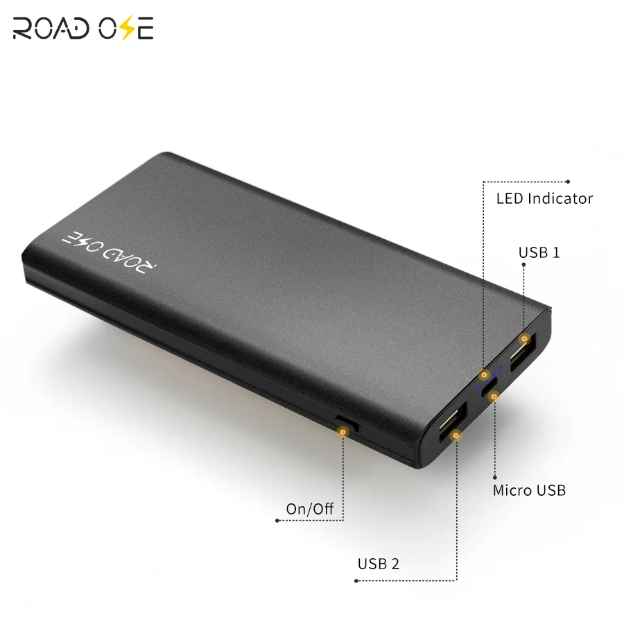 10000mah Rohs CE Listed Dual USB Output Power Banks Slim Metal Alloy Mobile Phone External Battery Charger Power Bank