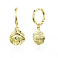 

14K Gold Filled Eye Hoop Earrings Minimalist Zircon Huggie Earrings