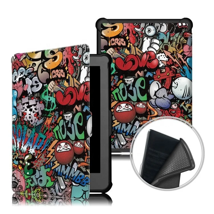 
Auto wake up pattern pu leather protect cover with shockproof tpu for Kobo Clara 