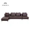 New American Style Dark Coffee Leather Sofa for Living Room Furniture