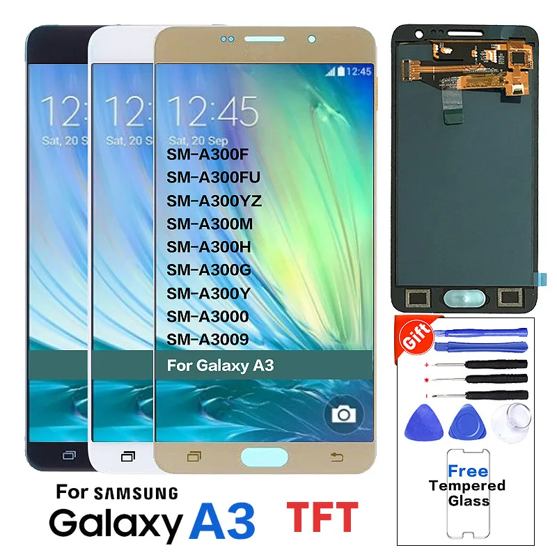 

TFT Replacement LCD For Samsung Galaxy A3 2015 A300 A3000 A300F A300M LCD Display+Touch Screen Assembly, Black;white;gold