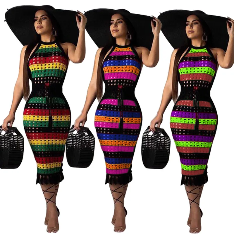 

XL0215 New spring and summer women's slim and sleeveless sexy dress