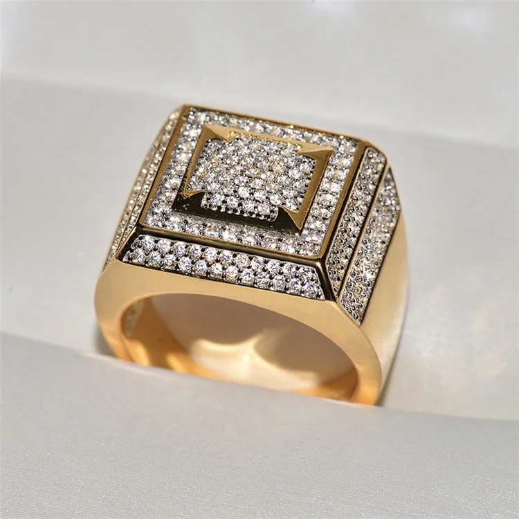 

Luxury Square Crystal Wedding Rings For Men Crystal Engagement Ring Gift Jewelry