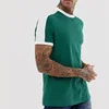 2019 Latest Design Cheap slim fit cotton plain t-shirts mens with shoulder panel