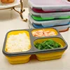 3 compartment silicone folding lunch box bento