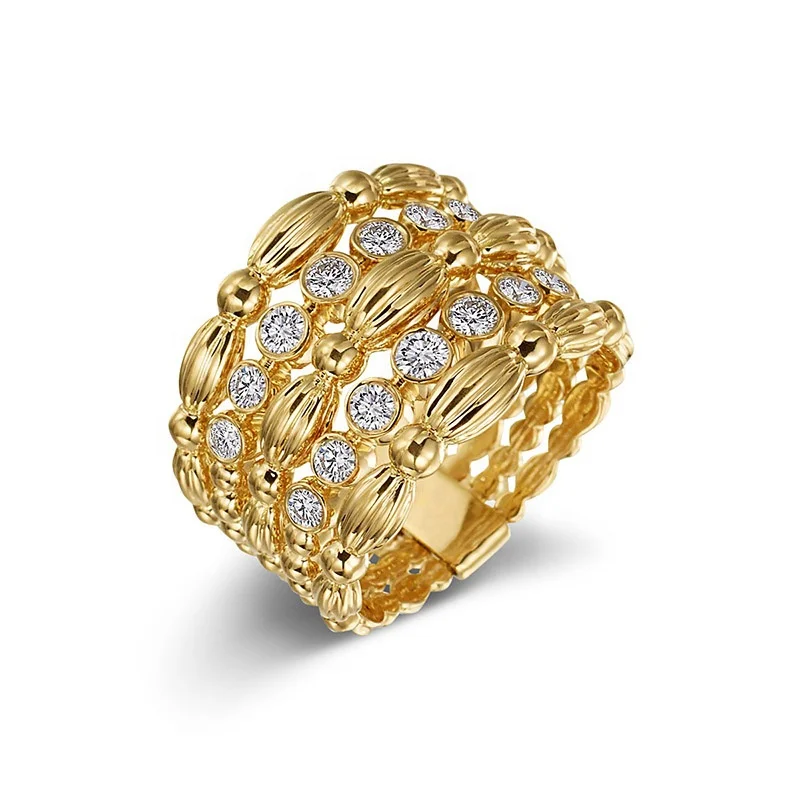

Caoshi 2019 Rings Jewelry Gold Filve Layers Stacking Ring Gold Hollow Flower Pattern Gold Rings Women