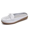 Genuine leather fancy low back flat loafer shoes woman slip on leather slippers for women