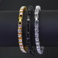 

3 Colors Available 8inch Men's Hips Hops Tennis Bracelet Pave Crystal Rhinestone Tennis Chain Bracelet