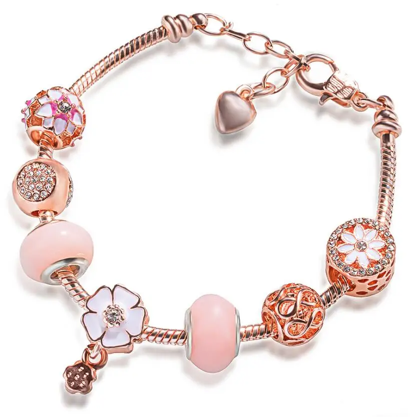 

DIY bracelet with zircon romantic cherry blossom beads