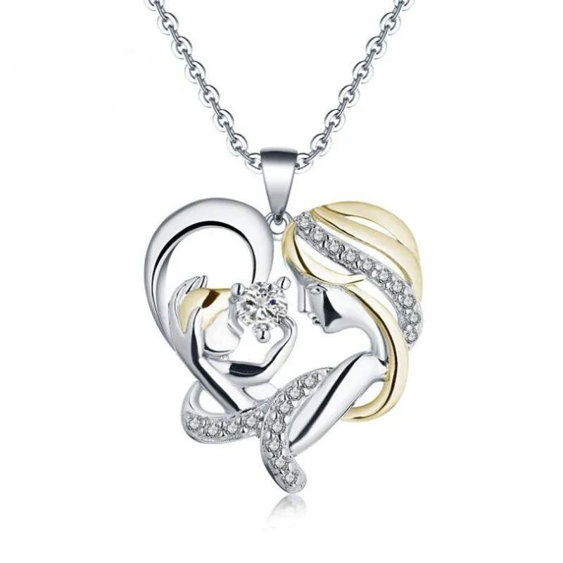 

Simple personality Loving mother zircon Pendant necklace Hundred take Party dress accessories jewelry