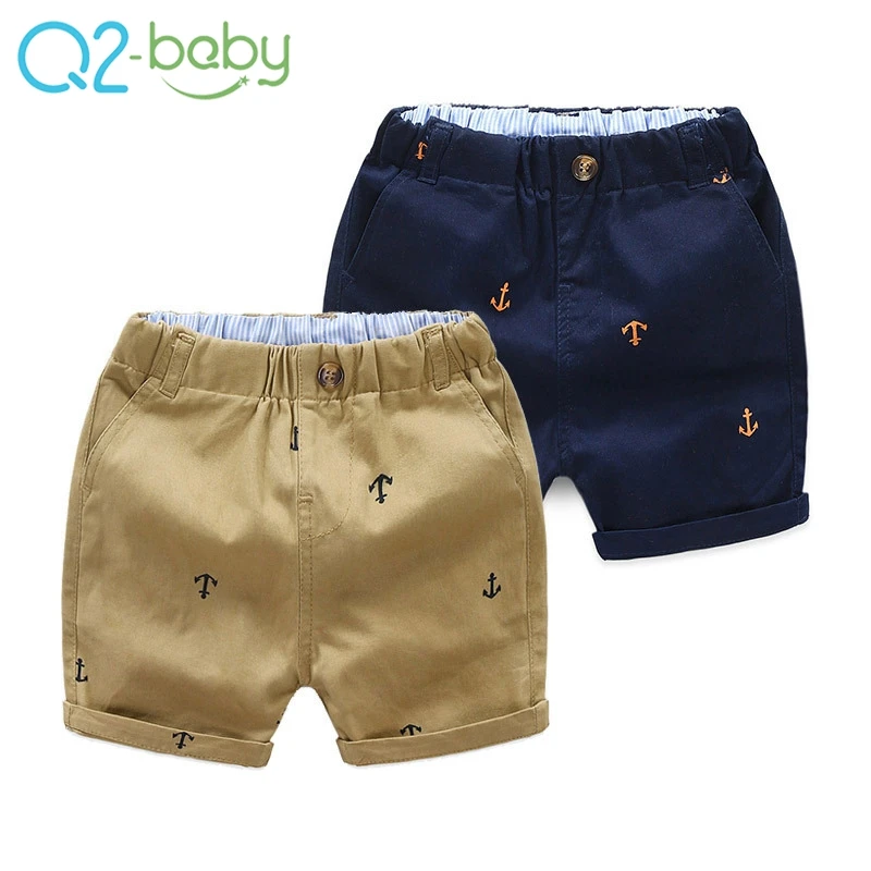 

Summer children shorts boy clothing cotton five pants casual kids elastic waist pants alkza159, Blue/ khaki