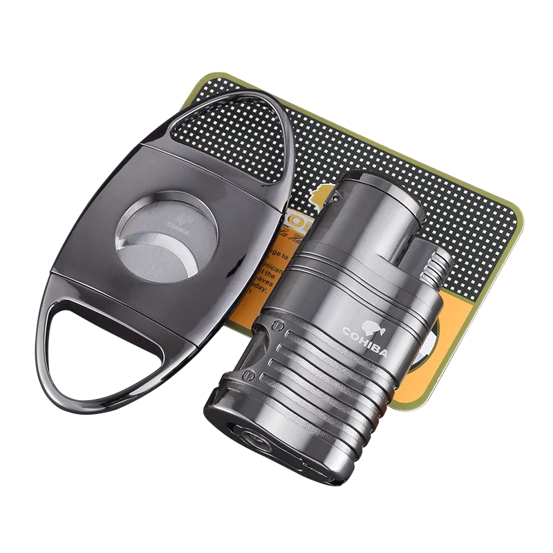 

Durable Usage Gas Refillable Metal Gift Set Lighter & Cutter With Gift Box, As on picture/customized