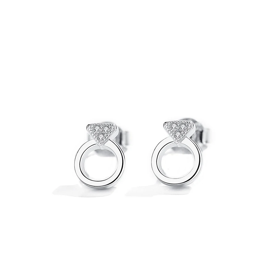 

The 925 Sterling Silver Earrings Ring Shape Stud Cute Earrings Fashion jewelry