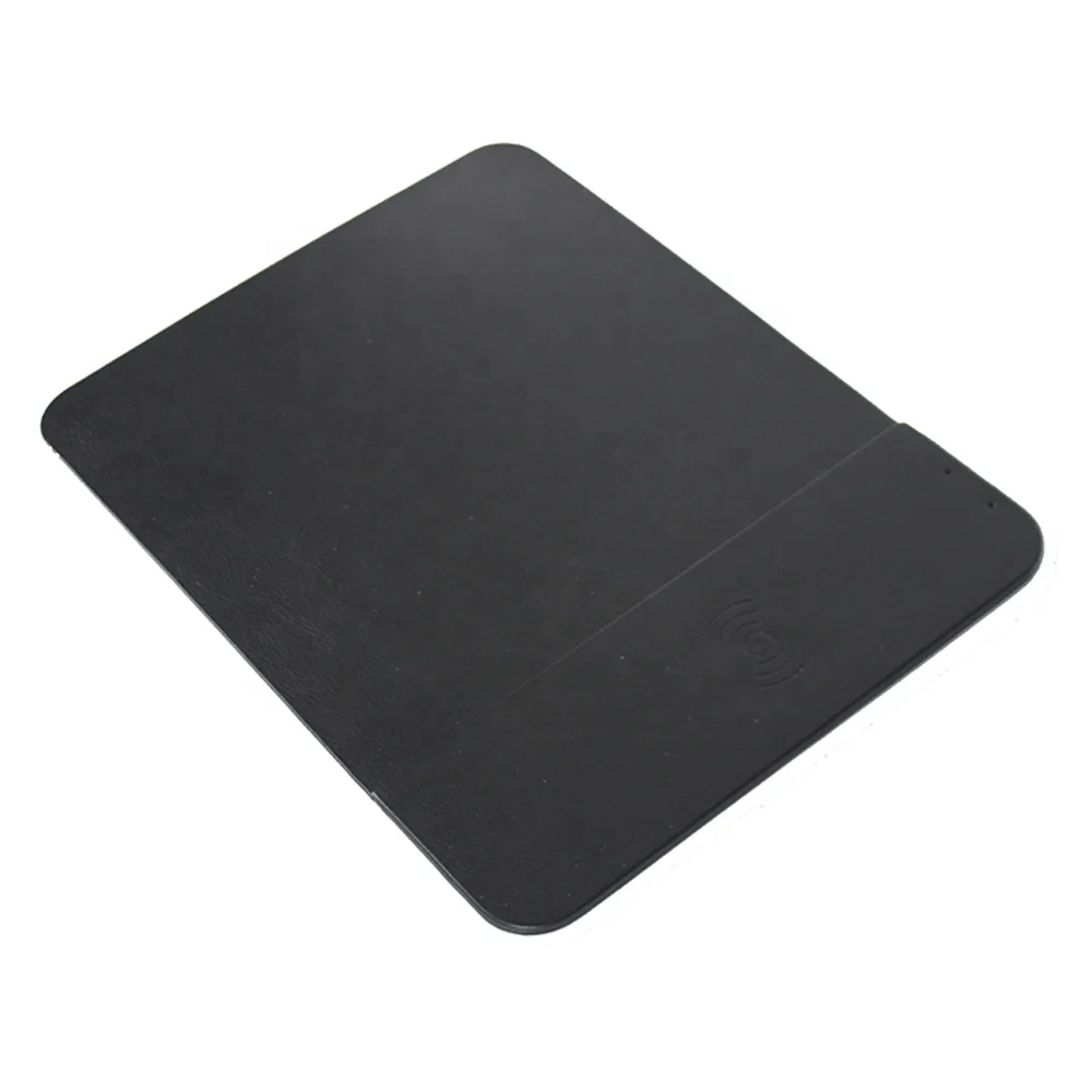 

Multi-functional black leather Qi wireless charging mouse pad for mobile phones