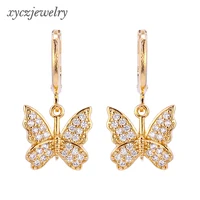 

Beautiful butterflies cubic zirconia brass drop earrings