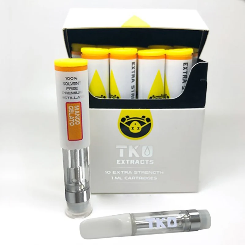 

Newest TKO vape cartridge with TKO CBD packaging in stock C cell ceramic coil cartridge, White/black/oem color