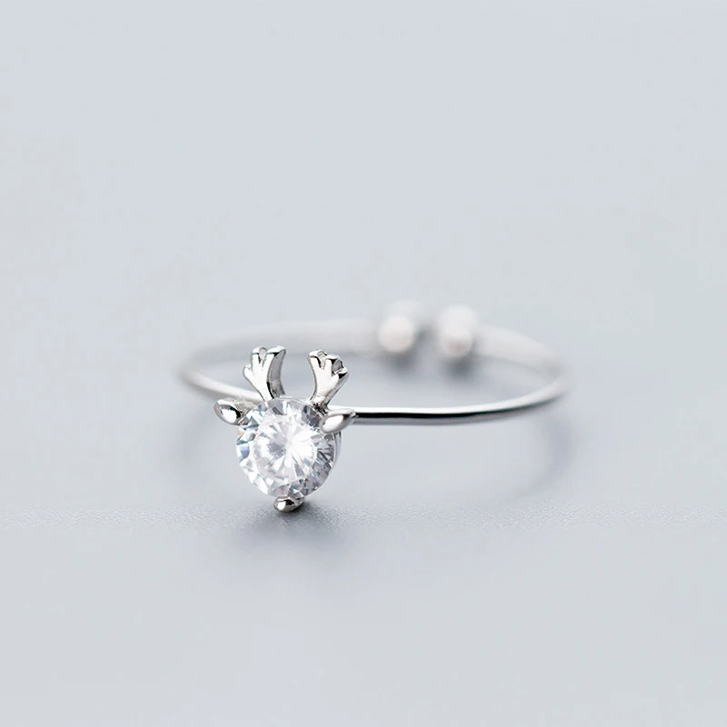 

Silver Deer Shape CZ Zircon Wedding Animal Rings For Women Wholesale Jewelry 2019