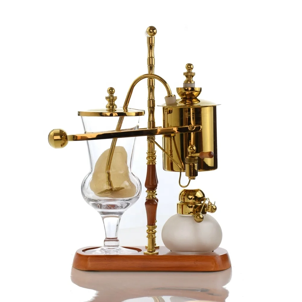 
Ecocoffee Kitchen Accessories Belgian Belgium Gloden Color Luxury Royal Family Balance Syphon Siphon Coffee Maker 