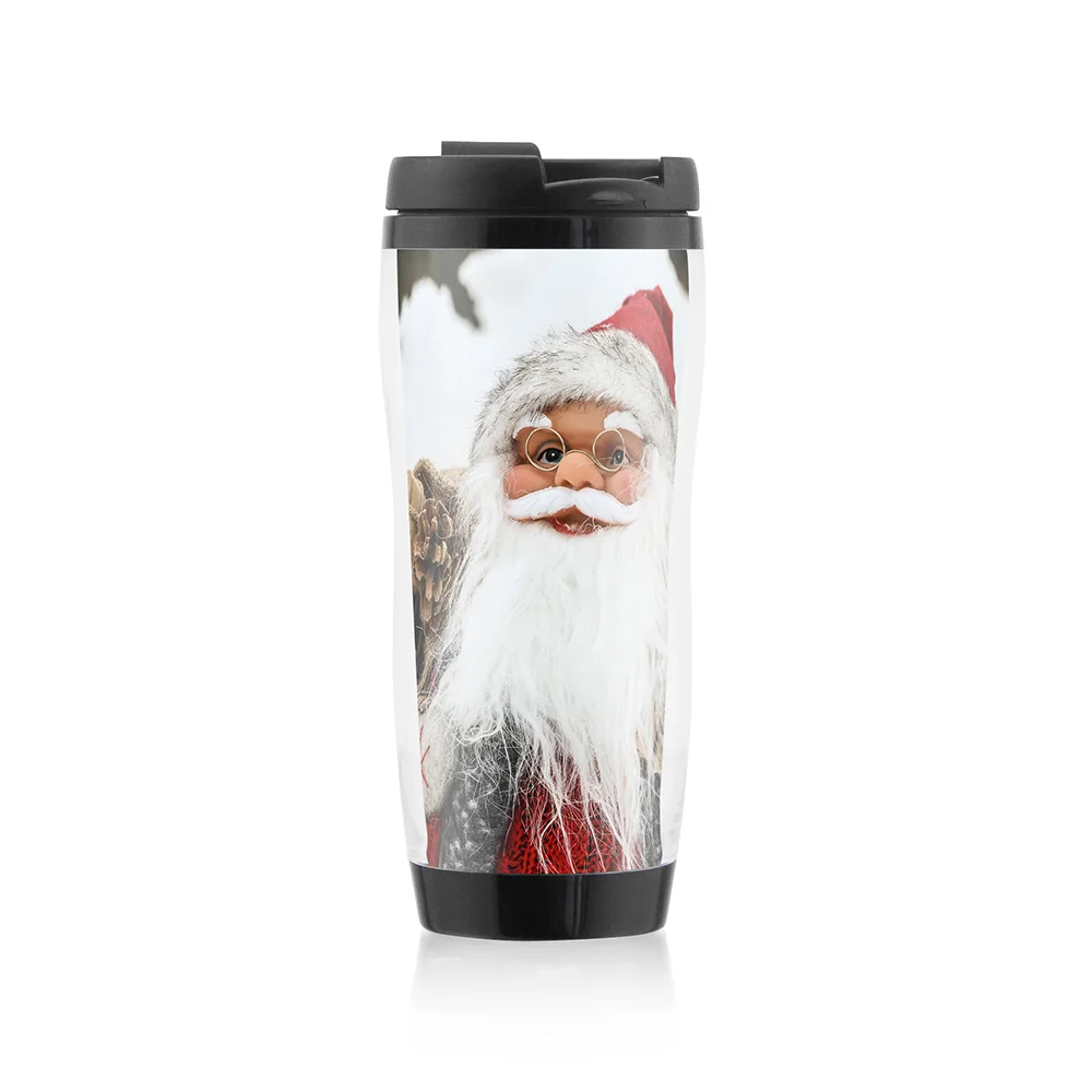 

350ml double wall travel plastic take away coffee mugs insert colorful paper, Can be customized