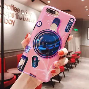 Jary fashion case Soft TPU IMD Camera Pattern Cell Phone Case with holder for samsung A10 A20 A30 A50 cell phone case for iphone