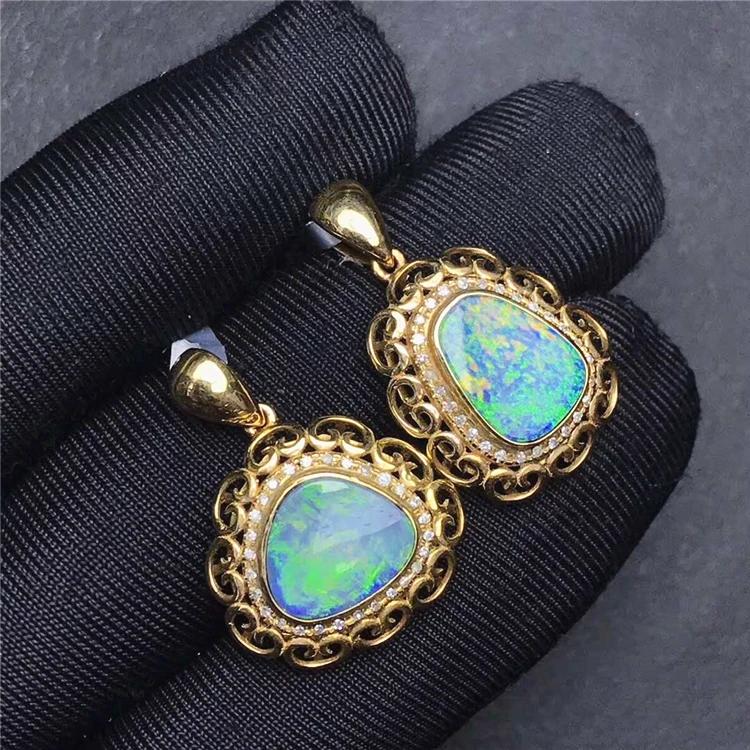 

Wholesale Women Vintage Pendant Fine Jewelry 1.72ct Natural Opal Charm In 18k Gold, Picture