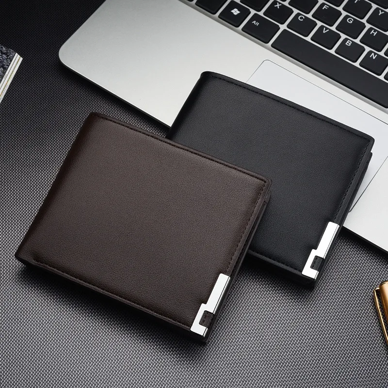 

high quality male small short PU leather card holder wallet for men