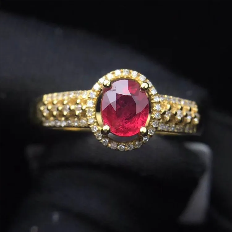 

Wholesale 0.65ct natural ruby Couple Rings New Arrivals 18k gold South Africa real diamond Women jewelry