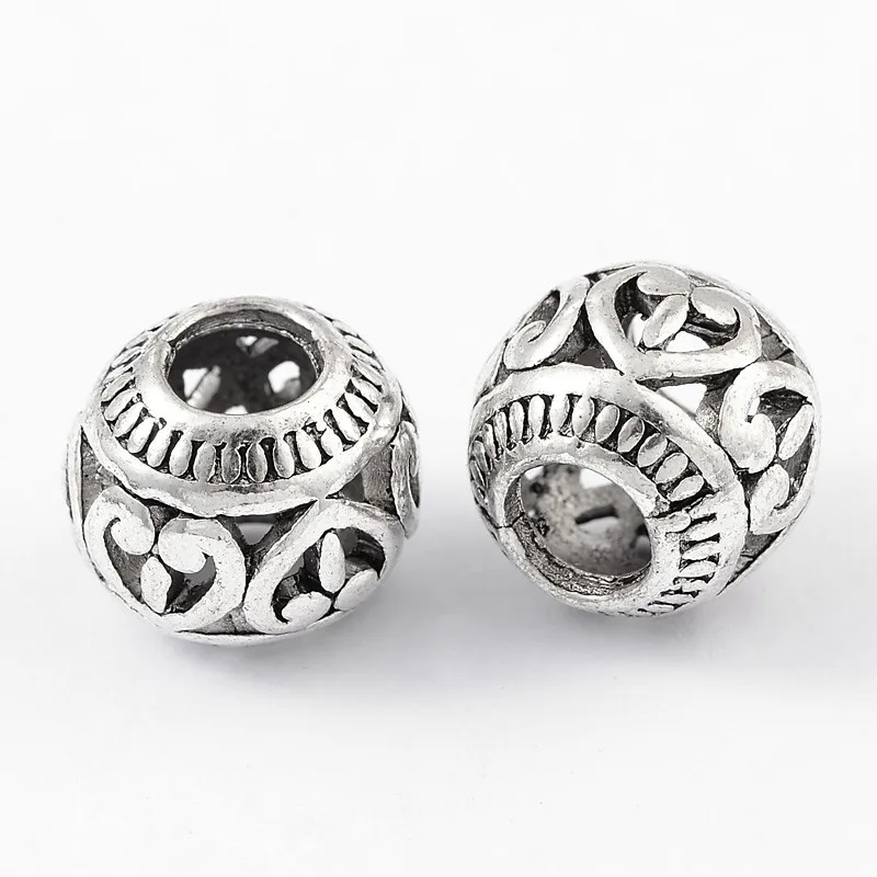 

PandaHall Round Metal Gallery Alloy Rondelle European Beads