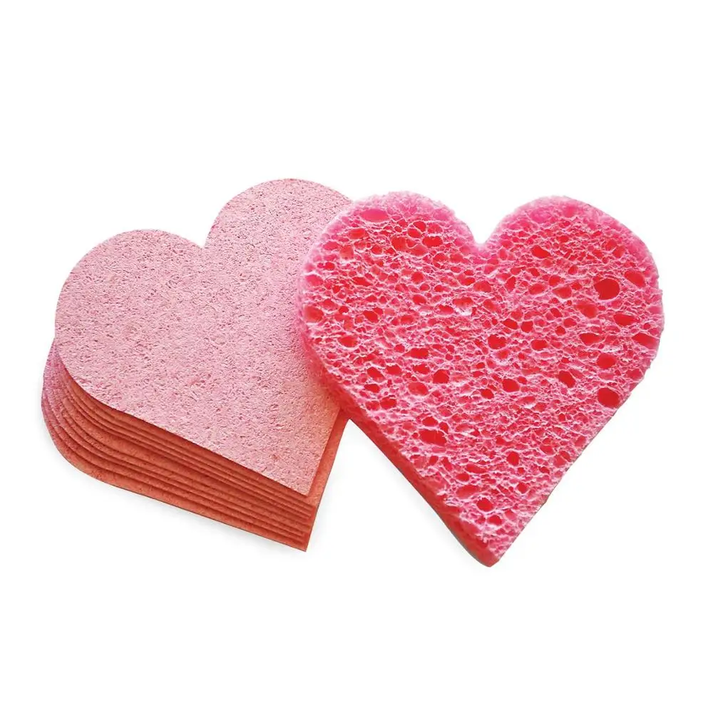 

Hot Selling Facial Cleaning Cellulose Sponge Heart Shaped Compressed Cellulose Facial Sponge, Customized color