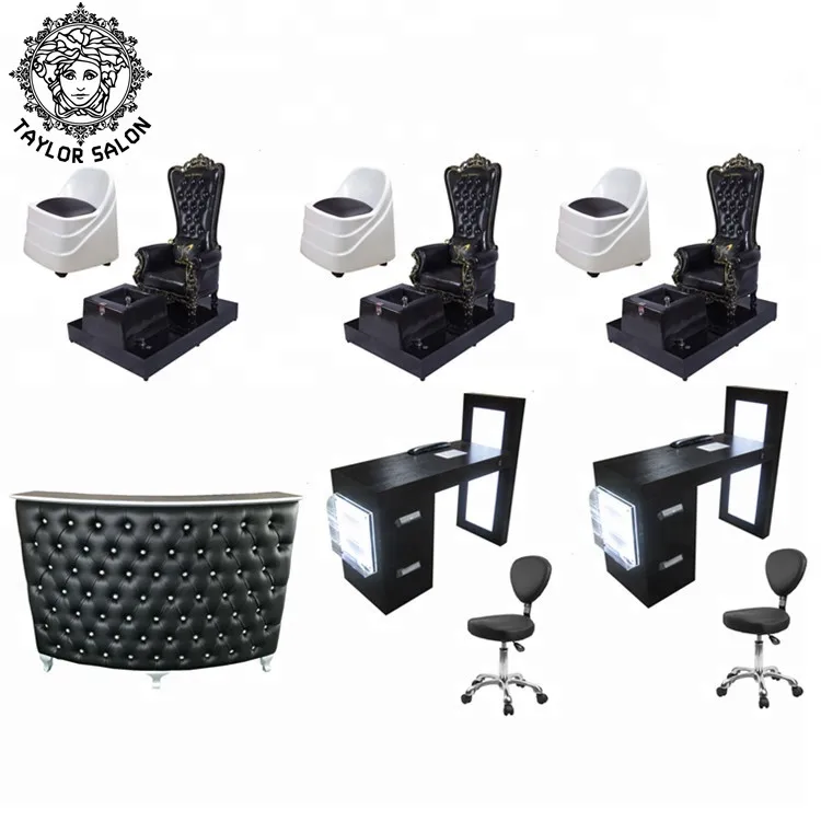 

Luxury beauty salon furniture package manicure and pedicure sets nail table foot spa chair pedicure chairs