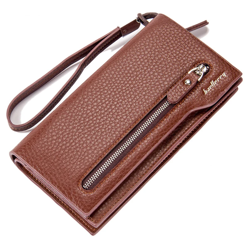 

Baellerry Cross-border manufacturers long multi-function card zipper mobile phone bag COIN men leather wallet, As picture shown