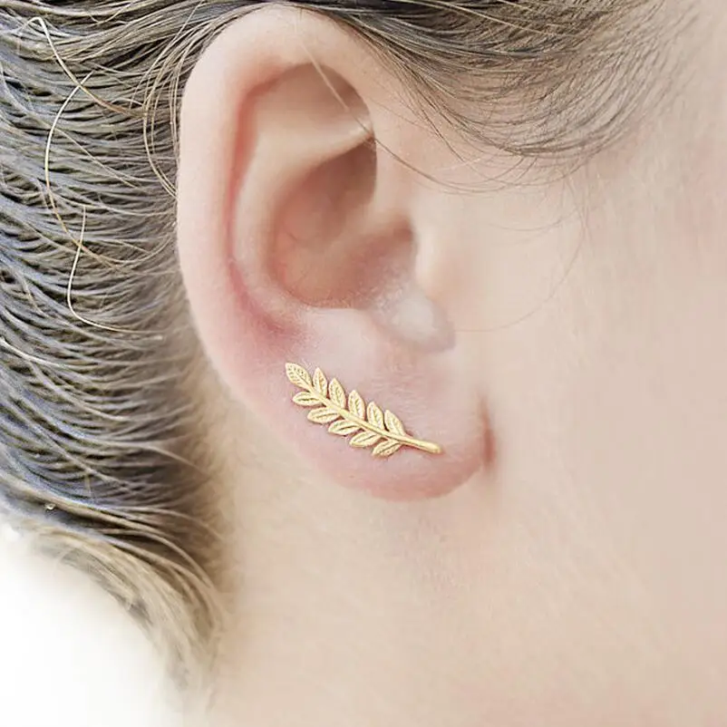 The Small Leaf stud earrings Small and simple fashion earrings 2019 gold earring stainless steel the plants jewelries wholesale