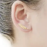 

The Small Leaf stud earrings Small and simple fashion earrings 2019 gold earring stainless steel the plants jewelries wholesale