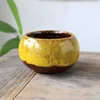 APHACATOP Manufacturers wholesale mini creative yellow antique ceramic flow glaze Succulent Cactus flower plant pot PLANT POTS