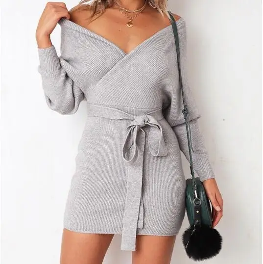 

2019 Aliexpress Custom Women Solid Color Long Sleeve Plus Size Short Dresses, 5pcs different colors