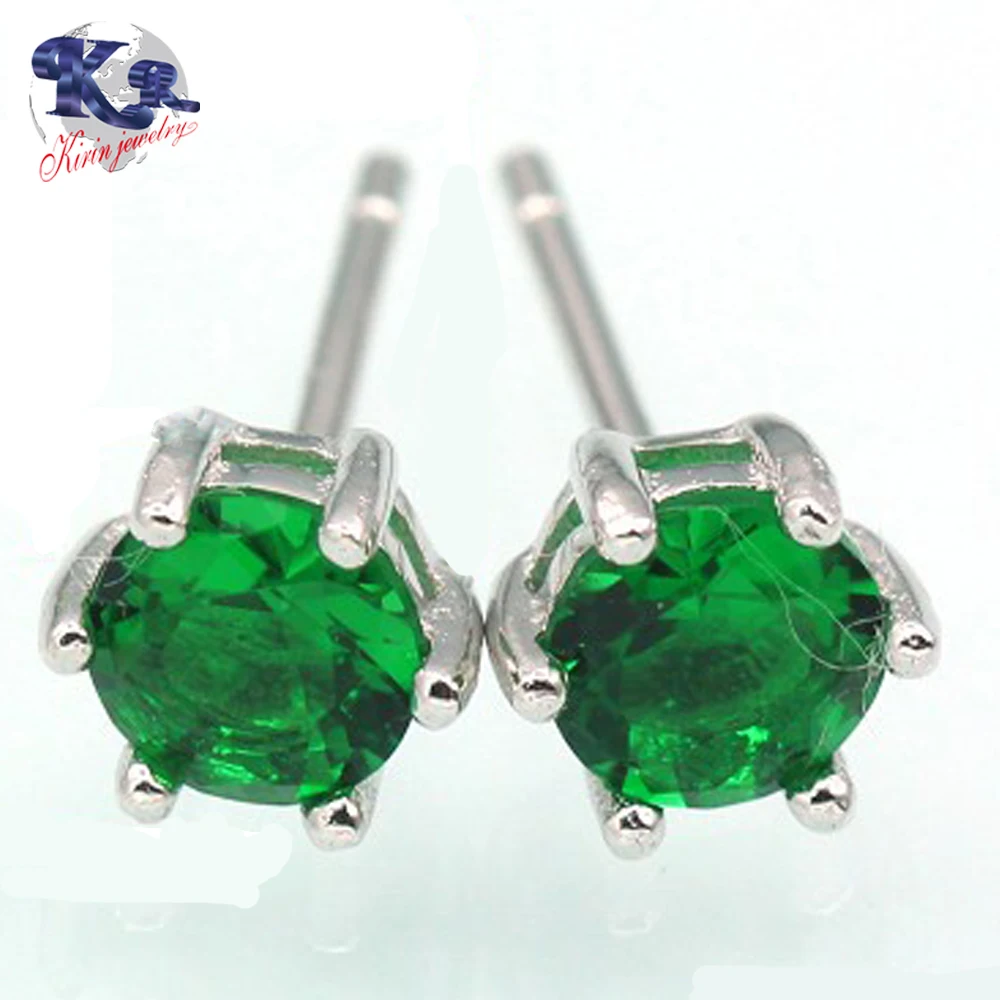 

Women Wear Fashion Wholesale Green Stone 925 Sterling Silver Jewelry Stud Earring