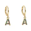 fashion cheaper cute tiny intial a to z letter dangel charm earrings with rainbow cz paved 26 letters mini earrings jewelry
