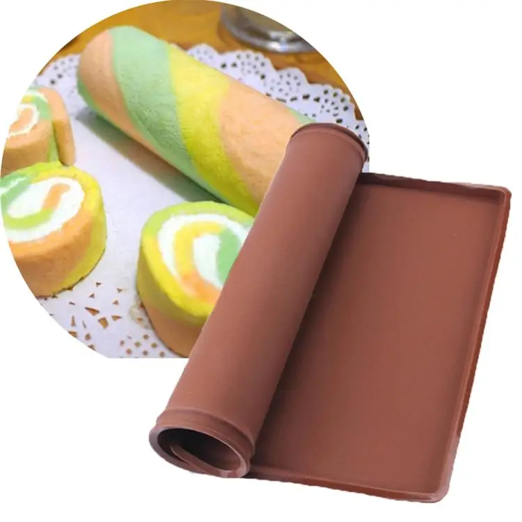 

Hot-selling Non-Sticky Sushi Mat Silicon Baking Mat/ Silicone Swiss Rolling Mat, Brown