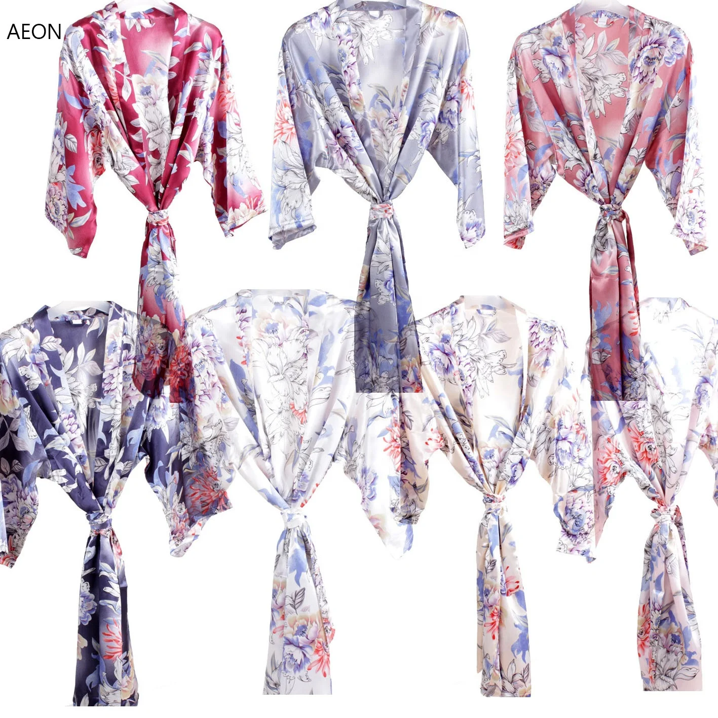 

Women silk floral robe Kimono floral robes